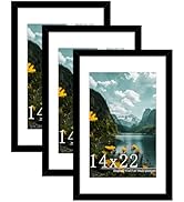Picrit 14x22 Picture Frame 3 Pack, Black Poster Frame, Display Poster 11 x 17 with Mat or 14 x 22...