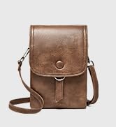 Small Crossbody Bags for women trendy with Card slots, Leather Cell Phone Purse Lightweight Coffee