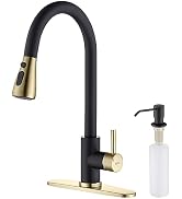 Keer Matte Black Single Handle Pull Down Kitchen Faucet with Soap Dispenser, 3 Modes Sprayer, Eas...