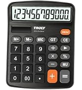 TRULY 12-Digit Desktop Calculator with Large Display, Big Buttons, Dual Power (Solar + Battery), ...