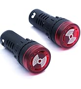 mxuteuk 2pcs 22mm 12V Buzzer with Red LED Lndicator Light Flash Alarm Beep Signal Intermittent So...