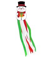 40 Inches Christmas Snowman Windsock Decoration, Hanging Outdoor Winter Decor, Festive Xmas Holid...