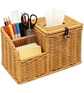 Tissue Box Cover Square with Storage, Multifunction Tissue Cube Box Holder, Farmhouse Wicker Remo...