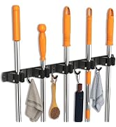 CUXIXA Mop and Broom Holder Wall Mount, Upgraded Broom Organizer Wall Mount, Stainless Steel Broo...