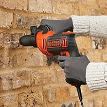 6.5 Amp motor delivers 48,000 bpm for drilling into brick, concrete, or metal.