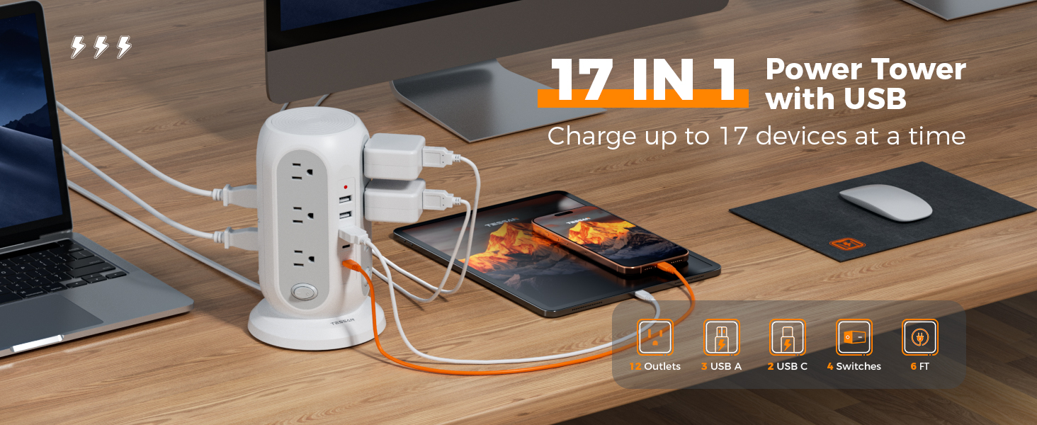 Power Strip with USB C Ports