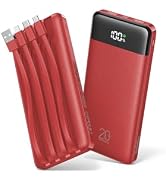 Orfeika 20000mAh Power Bank, Portable Charger with 4 Built-in Cables | 20W PD USB C Fast Charging...