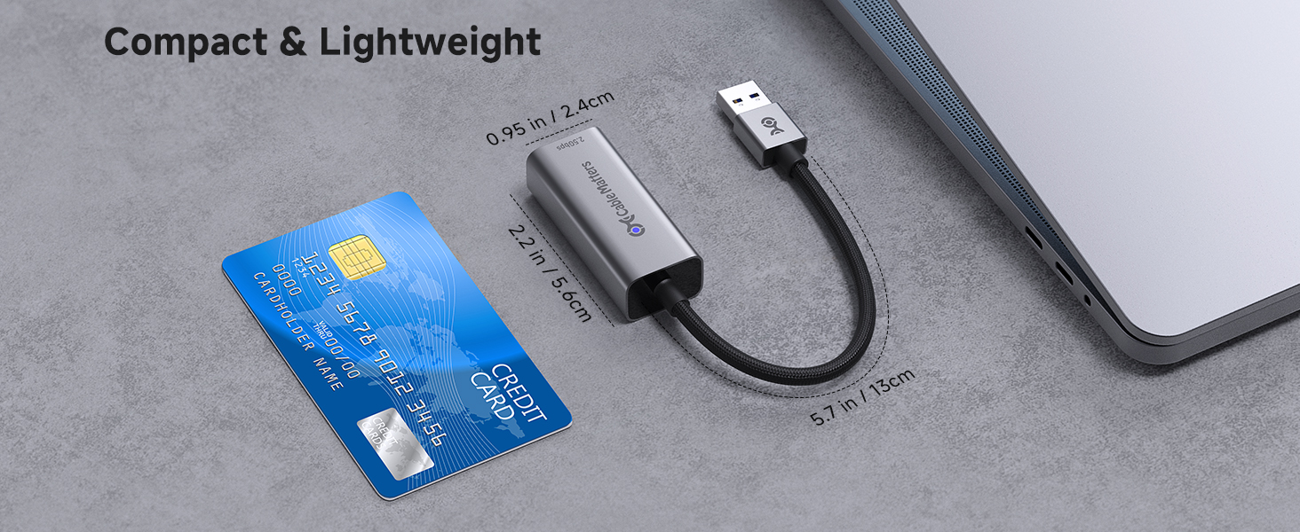 USB 3.0 to 2.5Gb Ethernet adapter, compact and lightweight for on the go