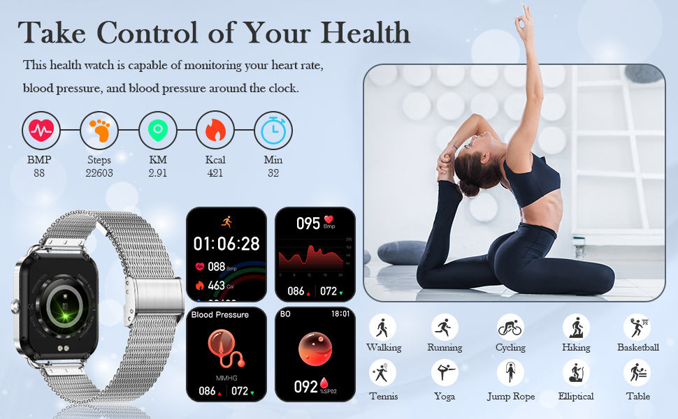 smart watch for women andriod phone ios smartwatch blood pressure