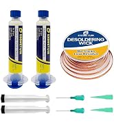 No Clean Soldering Flux Paste & Solder Wick, Desoldering Wick 10Ft Braid for Remover Solder Solde...