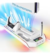 PS5 Cooling Station Stand RGB with Dual Controller Charging Station for PlayStation 5 Console, PS...