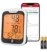ThermoPro TP358 Bluetooth Thermometer for Room Temperature with Built-in Clock, Smart Temperature...