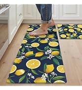 SHACOS Anti Fatigue Lemon Kitchen Rugs Mats Set of 2 Pieces Non Slip Soft Cushioned Standing Desk...