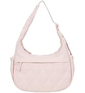 Small Puffer Crescent Shoulder Bag for Women, Nylon Quilted Puffy Crossbody Purse, Cute Hobo Shou...