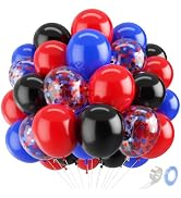 Zesliwy Red Blue Black Balloons Set,50pcs 12inch Dark Royal Blue Black Red Latex Balloon with Con...