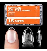Modelones Extra Short Almond Nail Tips 240PCS Soft Gel Nail Tips | Full Cover Pre-Shaped Half Mat...