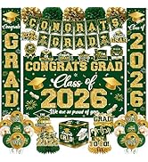 2026 Graduation Decorations - Green Congrats Grad Party Supplies include Card Box, Backdrop, Bann...