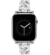 JR.DM Silver Watch Bands for Women Compatible with Apple Watch 38mm 40mm 41mm 42mm(S10/11) Bling ...