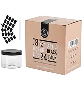 Healthy Packers 8oz Plastic Jars With Lids, Labels and White Marker - 24-Pack Small Plastic Conta...