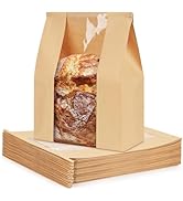 50 Pack Paper Bread Bags with Tabs for Homemade Sourdough, Large Bakery Bags with Window for Sour...