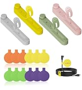 UMUST 36-Pack Silicone Cable Ties and Cable Labels Sets, 24 Silicone Cord Ties+12 Identification ...