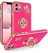 BENTOBEN for iPhone 11 Case, Phone Case iPhone 11, Slim Fit Gold Butterfly Design Kickstand Ring ...