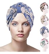 FADACHY Silk Bonnet for Sleeping Women, 4 Pieces Satin Lined Sleep Cap Double-Layered, Sleep Sati...