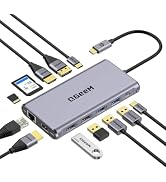 QGeeM 12-in-1 USB C Laptop Docking Station 3 Monitors,Dual HDMI DisplayPort | Triple Display Type...