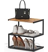 Aroktake Shoe Rack, Unique 5-Shaped Free Standing Shoe Shelf, 3-Tier Wooden Shoe Organizer with W...