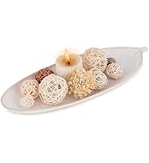 Hanobe Leaf Wooden Decorative Tray: Leaf Shaped Wood Key Tray Decor Plate Bowl for Crystal Candle