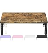 ECOLOVI Adjustable Wood Computer Monitor Stand Riser, Office Desk Organizer and Accessories for M...