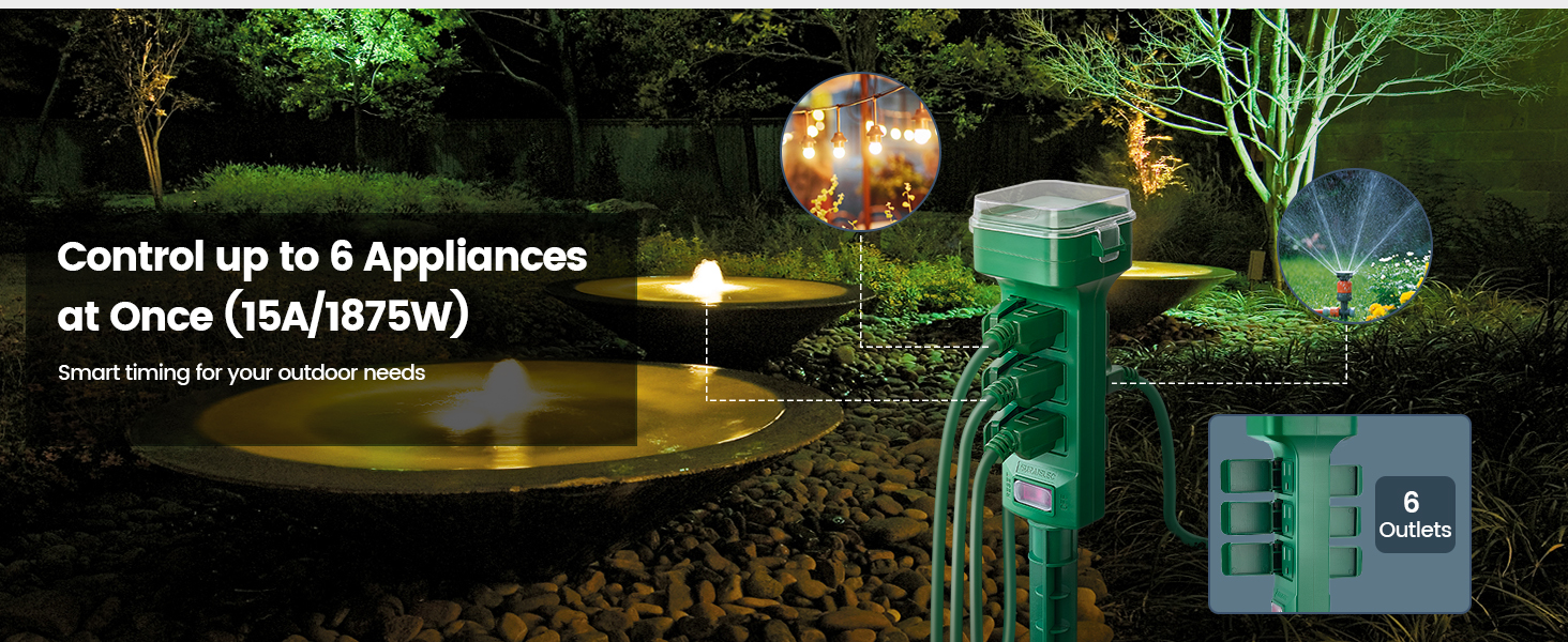 outdoor extension cord with timer solar plug outlet