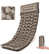 Yewkoisl Ultralight Air Pad: 1.9lbs Camping Mattress with Pillow & Foot Pump - 4" Thick with One-...
