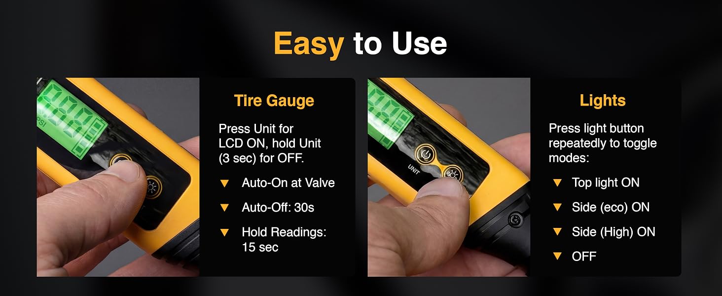 Easy to Use Rechargeable Digital Tire Pressure Gauge