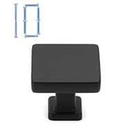 KOOFIZO Square Top & Base Cabinet Knob - Black Pull Handle (30mm / 1.2 Inch), 10-Pack for Kitchen...