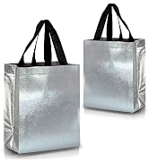 Nush Nush Silver Gift Bags Medium Size - Set of 12 Reusable Silver Gift Bags With Handles - Birth...