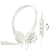 NUBWO HW02 USB Computer Headset with Clear Chat Microphone, Lightweight On-Ear Wired Headset for ...