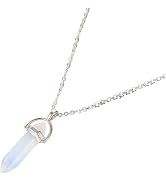 DPWOUM Faux Crystal Stone Decorative Necklace Chain for Women,Pendant Necklace Metal Women Chain ...