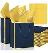 36 Pack Metallic Paper Gift Bags with Handles – Includes Tissue Paper – 8"x5"x10" – Elegant Perso...