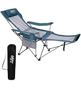 #WEJOY 2-in-1 Reclining Camping Chair with Footrest for Adults Folding Lounge Chair with Adjustab...