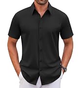 COOFANDY Men's Stretch Dress Shirts Short Sleeve Wrinkle Free Casual Button Down Shirts
