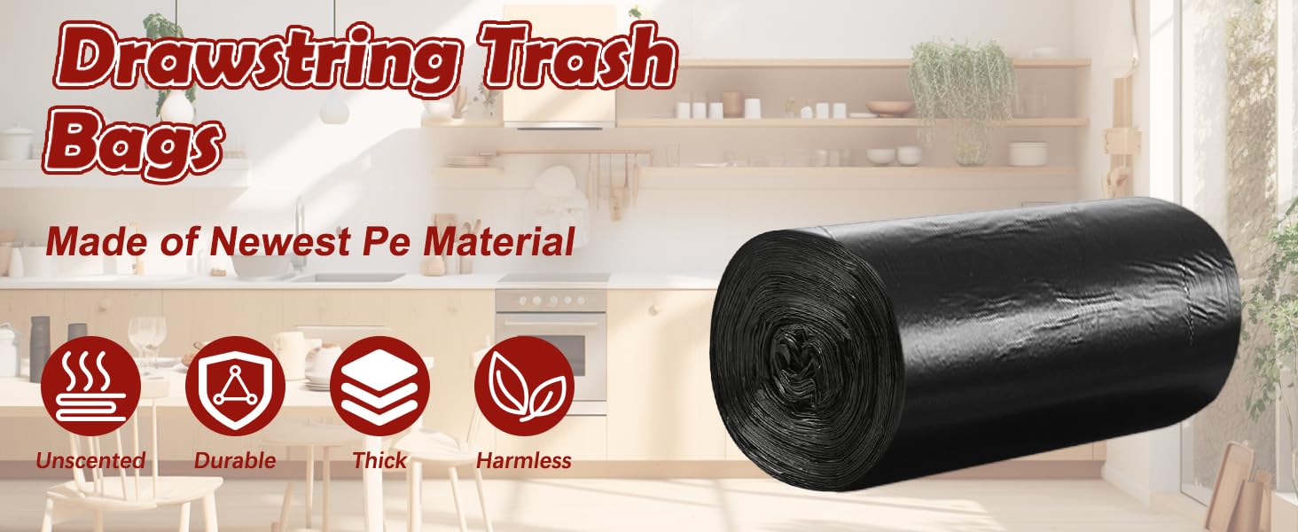 Tall Kitchen Drawstring Trash Bags