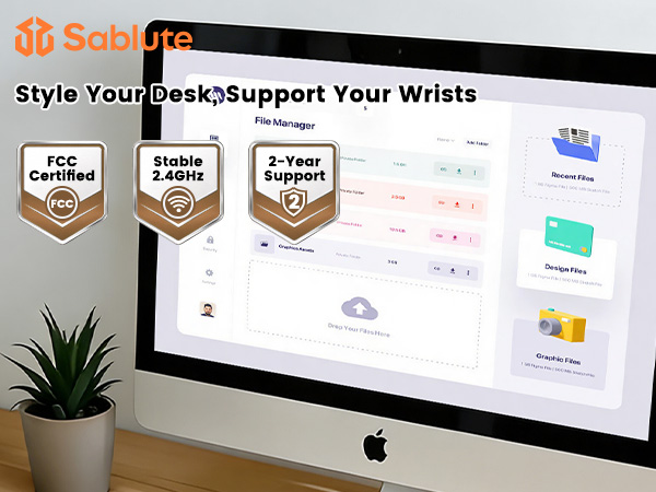 Sablute supports wrist-friendly typing with stable 2.4GHz and 2-year support