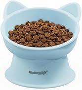 MateeyLife Raised Cat Bowls, Cat Food Bowl Elevated for Kittens & Small Dogs, 15°Tilted Protect P...