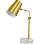 VONLUCE Gold Desk Lamp with LED Bulb Adjustable, Antique Brass Metal Table Lamp Marble Base, Mid ...