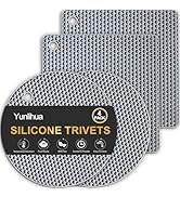 Yunlihua Silicone Trivet Mats, 4 Pack Hot Pads Pot Holders for Kitchen, Heat Resistant Non-Slip T...