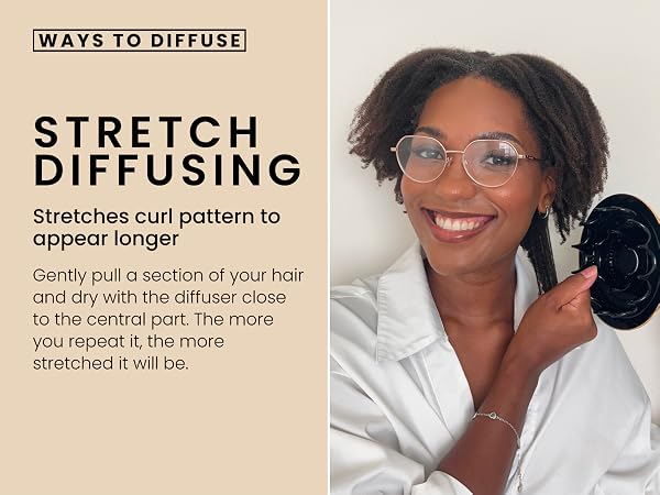 gently pull a section of hair and dry with diffuser close to central part
