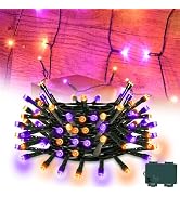 cshare Orange and Purple String Lights Battry Operated with Timer Waterproof, Halloween String Li...