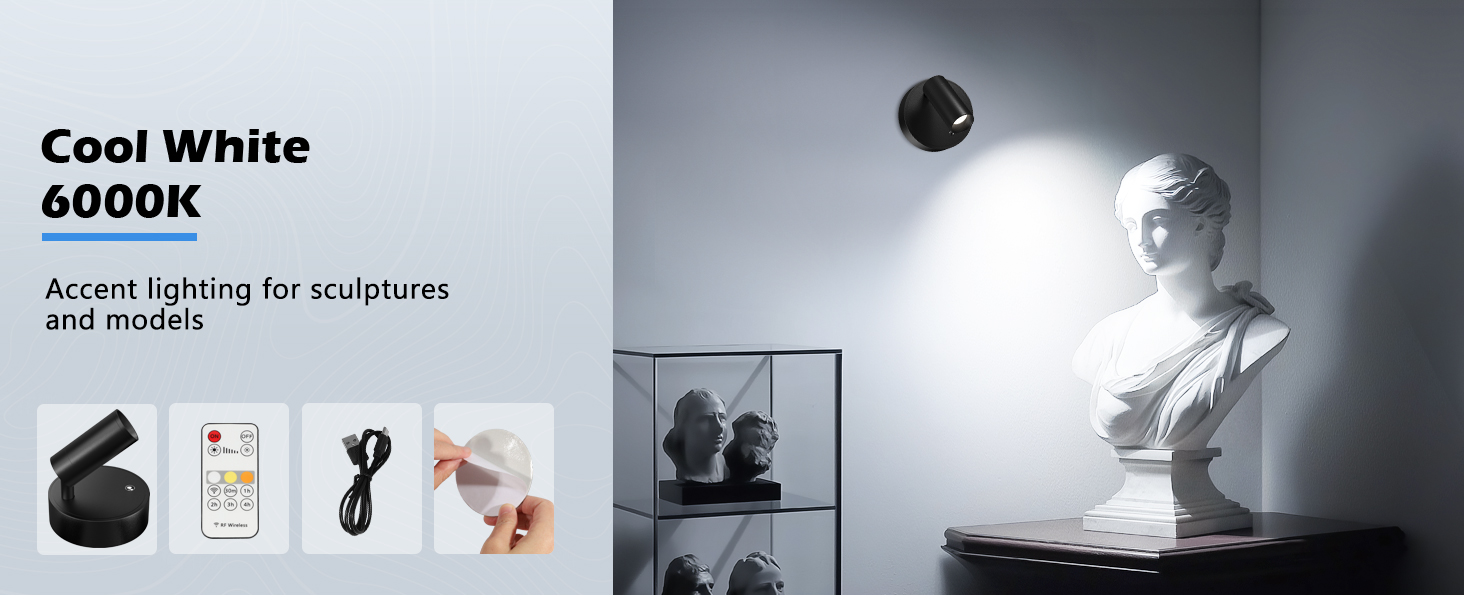 Adjustable brightness spotlights for displaying sculptures and model collections