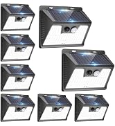 Peasur Solar Powered Lights Outdoor, 140 LED 8Pack Motion Sensor Light Outside, IP65 Waterproof F...